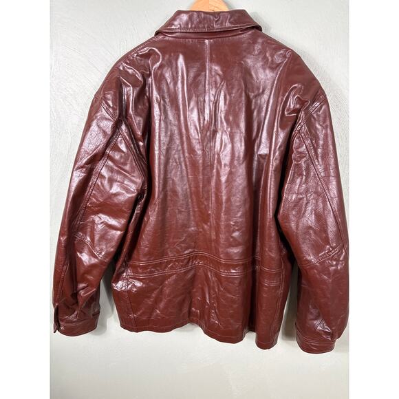 Wilsons Leather M. Julian Moto Jacket Men's Size 2XLT Brown Lined Full Zip - Picture 13 of 14